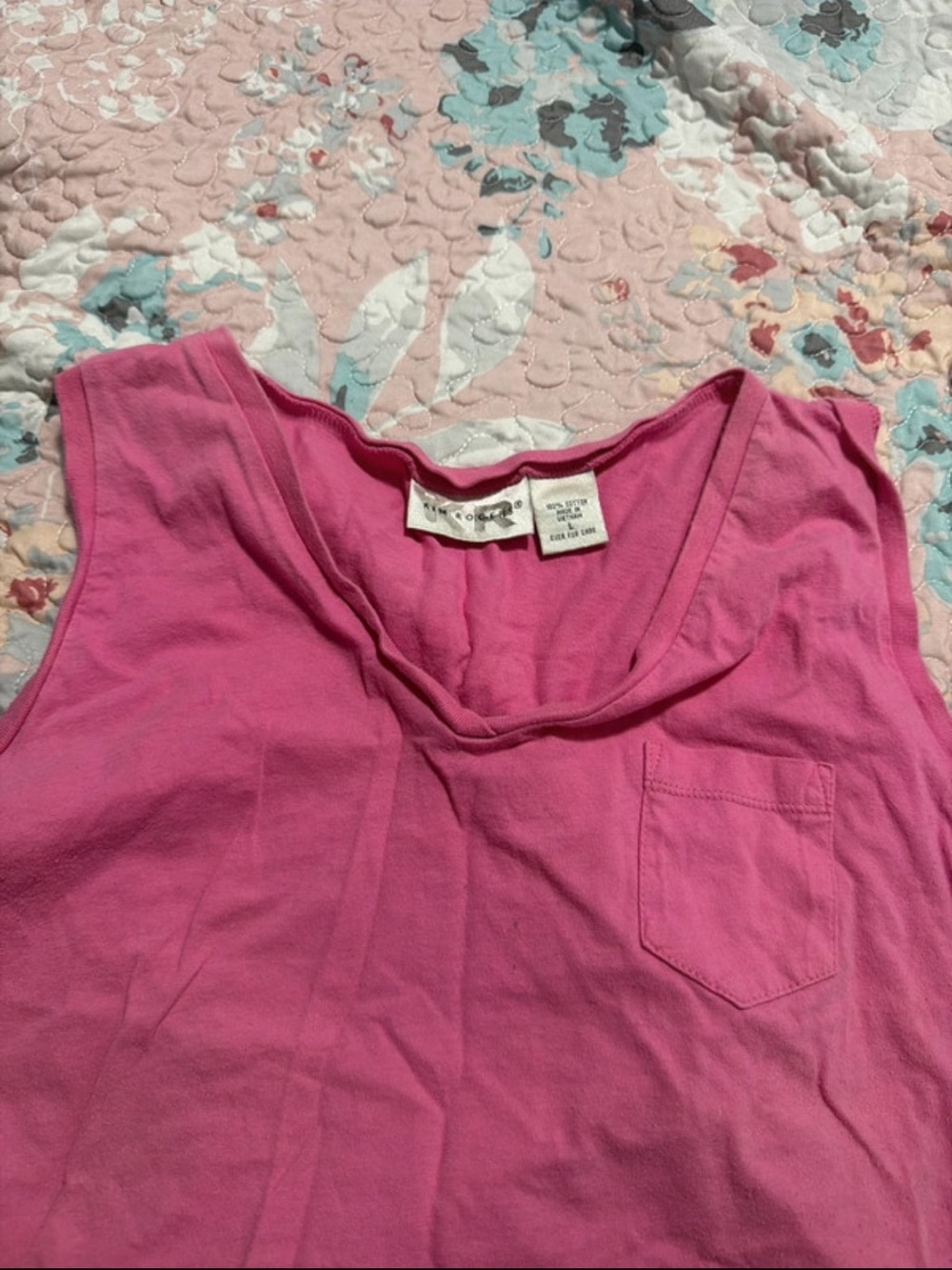 Pink Sleeveless Pocket Tank Top - Unknown Brand